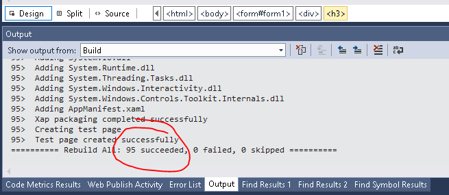 Visual Studio Rebuild Output